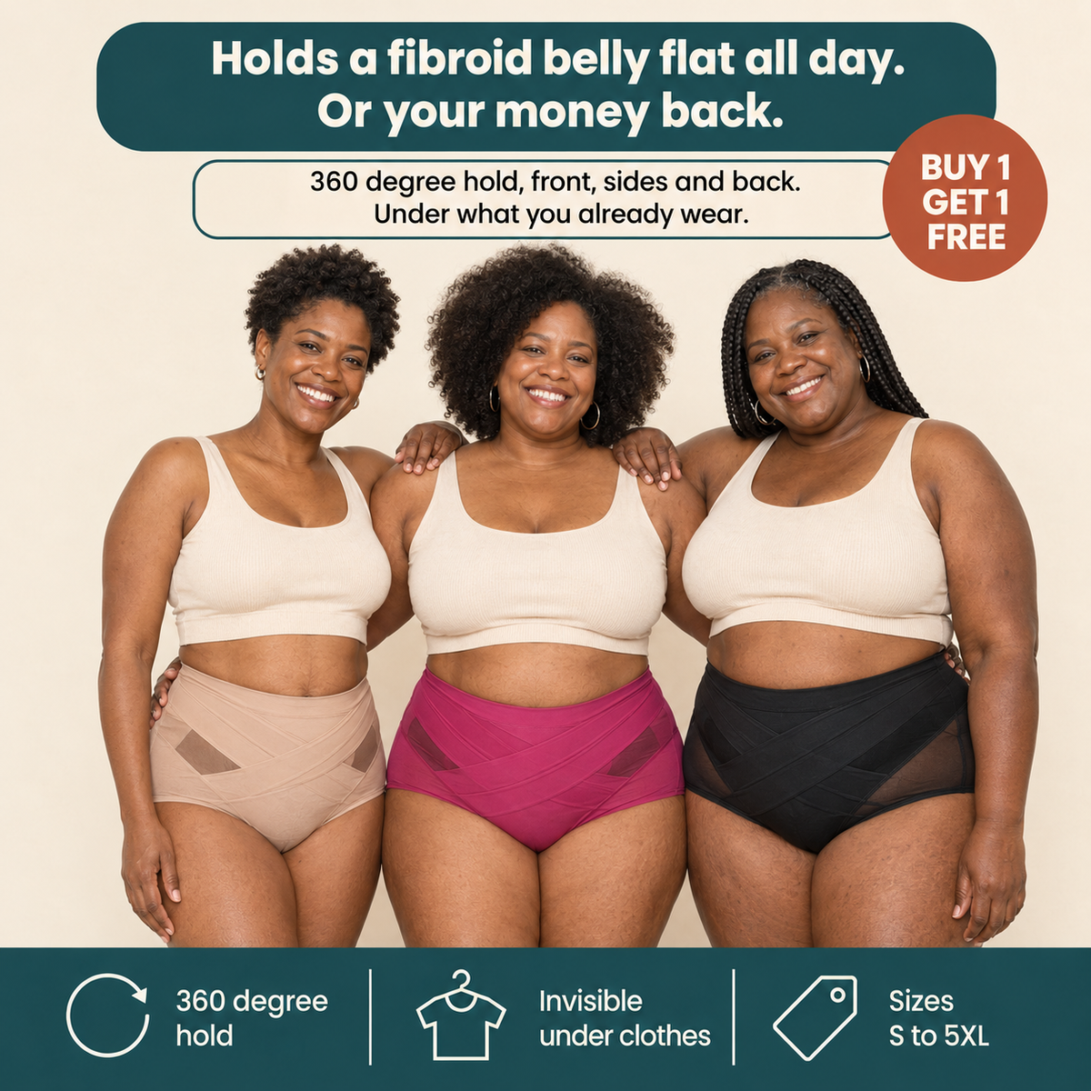 Stampira All-Day Brief - holds a fibroid belly flat all day, buy 1 get 1 free