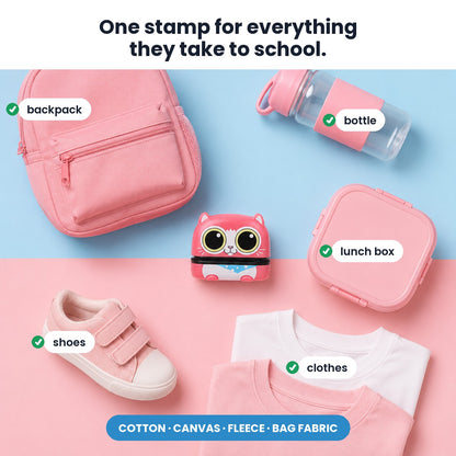 One stamp for backpack, bottle, lunch box, shoes and clothes