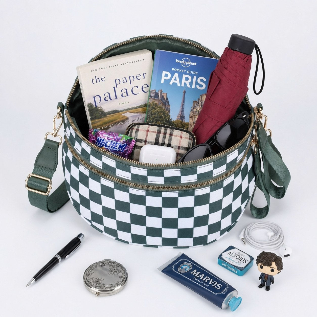 The CarryAll open with its contents laid out around it