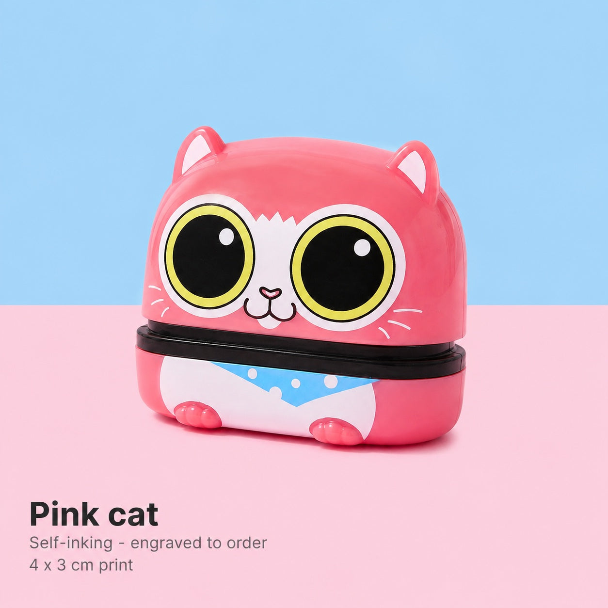 The pink cat stamp on its own