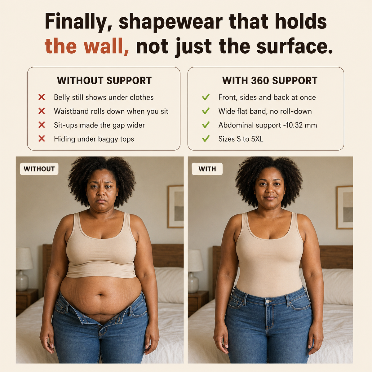 Without support vs with 360 support