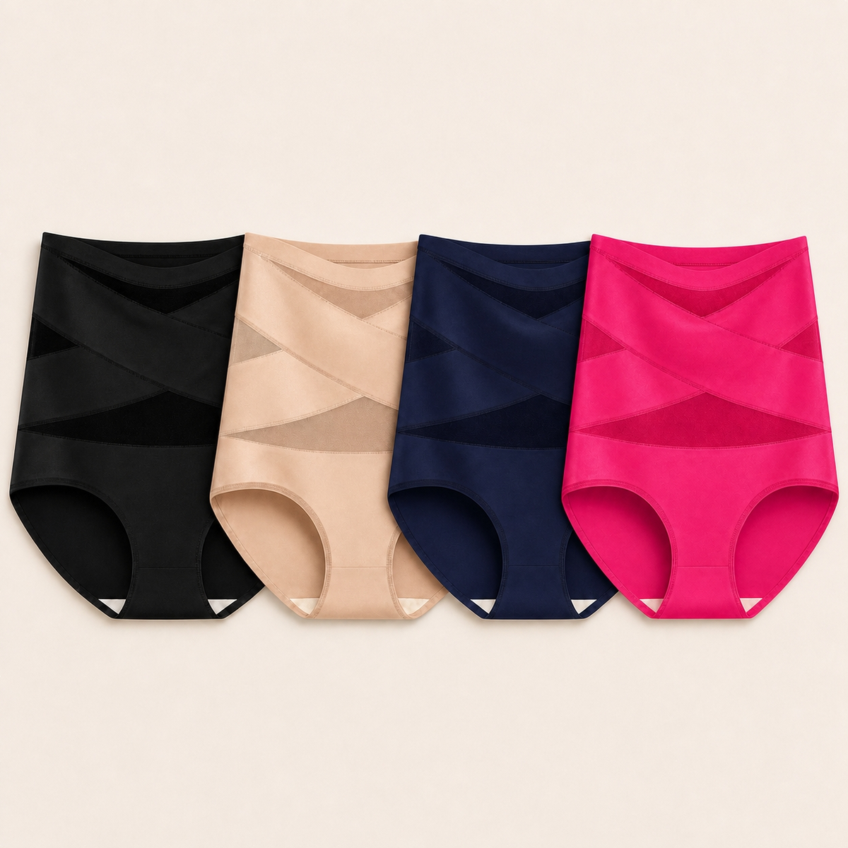 Four colors: Black, Nude, Navy, Fuchsia Rose